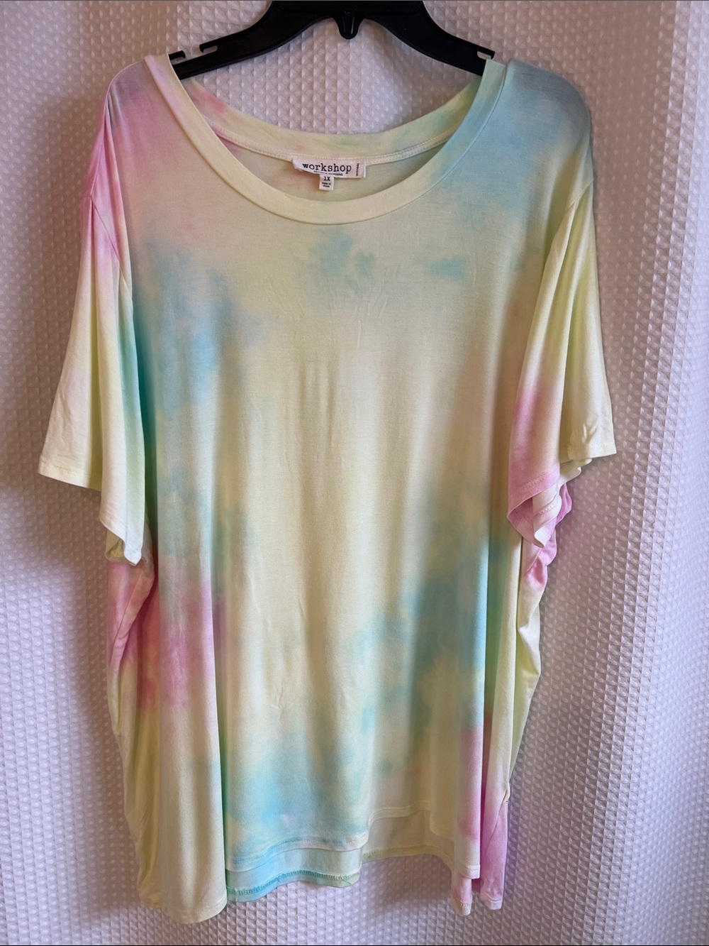 Workshop Republic Clothing Pastel Tie-Dye Short Sleeve Top-Yellow/Pnk/Bl-626-016